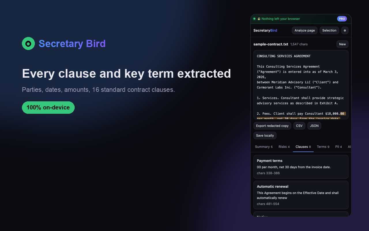 Clause extraction with source highlight