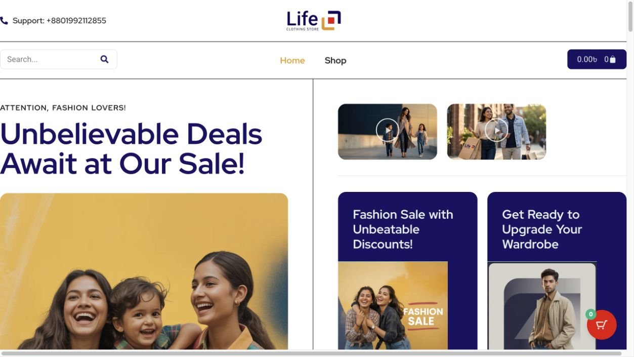 Life Clothing ওয়েবসাইটের স্ক্রিনশট