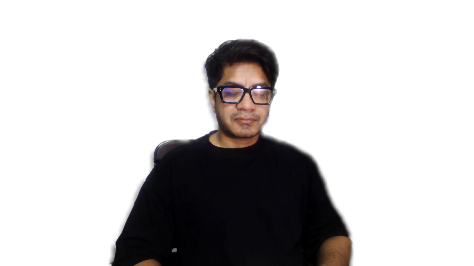 DELIBERATE 'looks broken' shot: transparent with nothing behind the camera shows the black canvas. Used in the troubleshooting post, never as a hero.